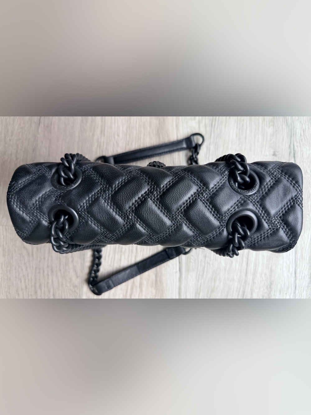 NEW Kurt Geiger Black Leather Handbag w Black Crystal Embellished Bird on Front - Picture 6 of 16